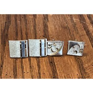 Vintage Swank Cufflinks 2 Pair Gold Tone Mens Mid Century Modern Fashion